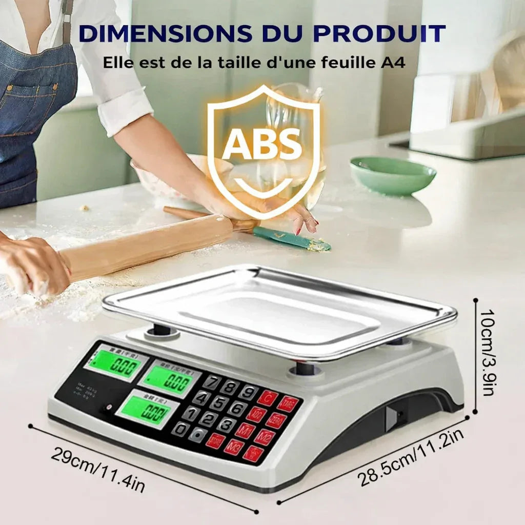 Balance de cuisine professionnelle MARKETSCALE PRO grande capacité 40 kg