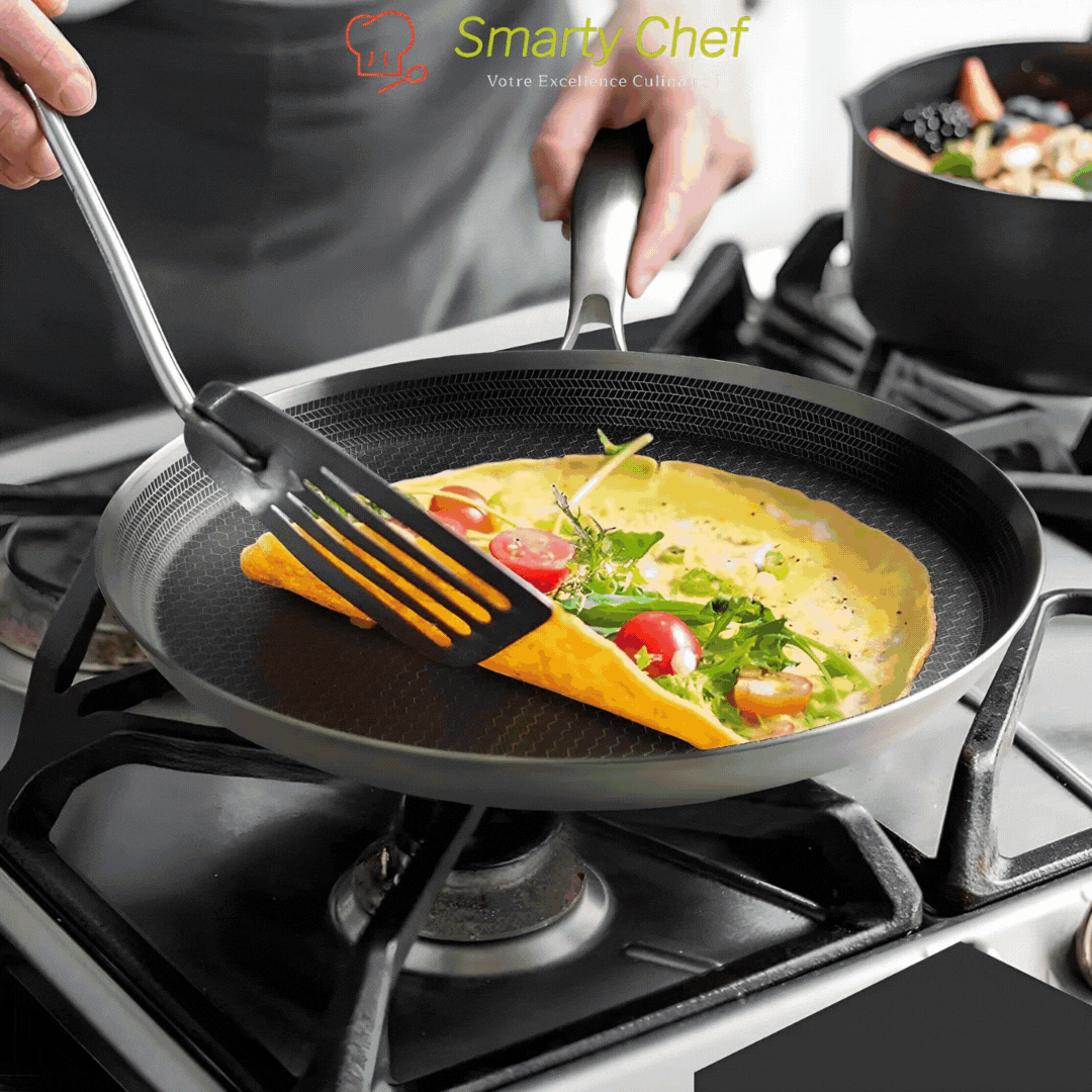 Poele Inox 28 CM | Poele à induction crêpes et pancakes | AURAPAN™ Smarty Chef