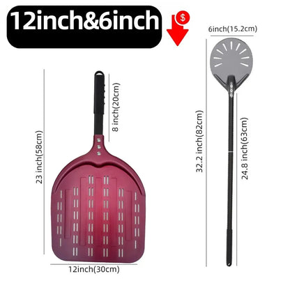 Rouge lot 2 12 pouces 58 cm Couleur Pelle À Pizza En Aluminium Anodisé Pour Four