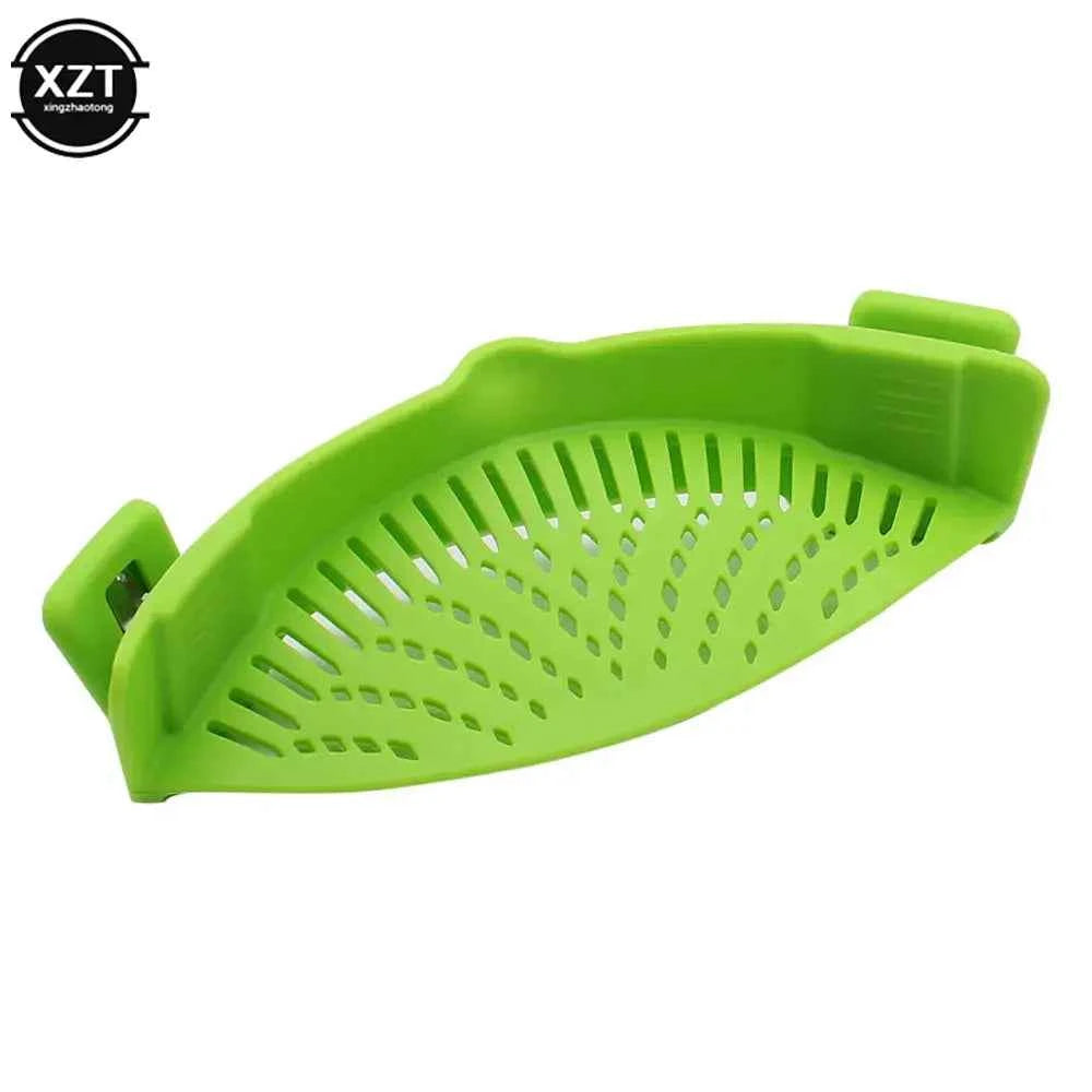 Kitchen Strainer Clip Pan Silicone Drain Rack Bowl Funnel Rice Pasta Vegetable Washing Colander Draining Excess Liquid Univers