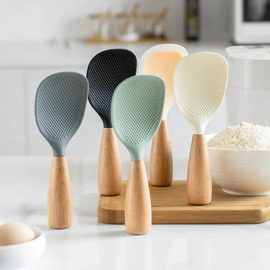 1Pcs Silicone Spoon Non-stick Cooking Spoon Anti-scalding Pot Rice High-temperature-resistant Spoon Durable Kitchen Gadgets Smarty Chef