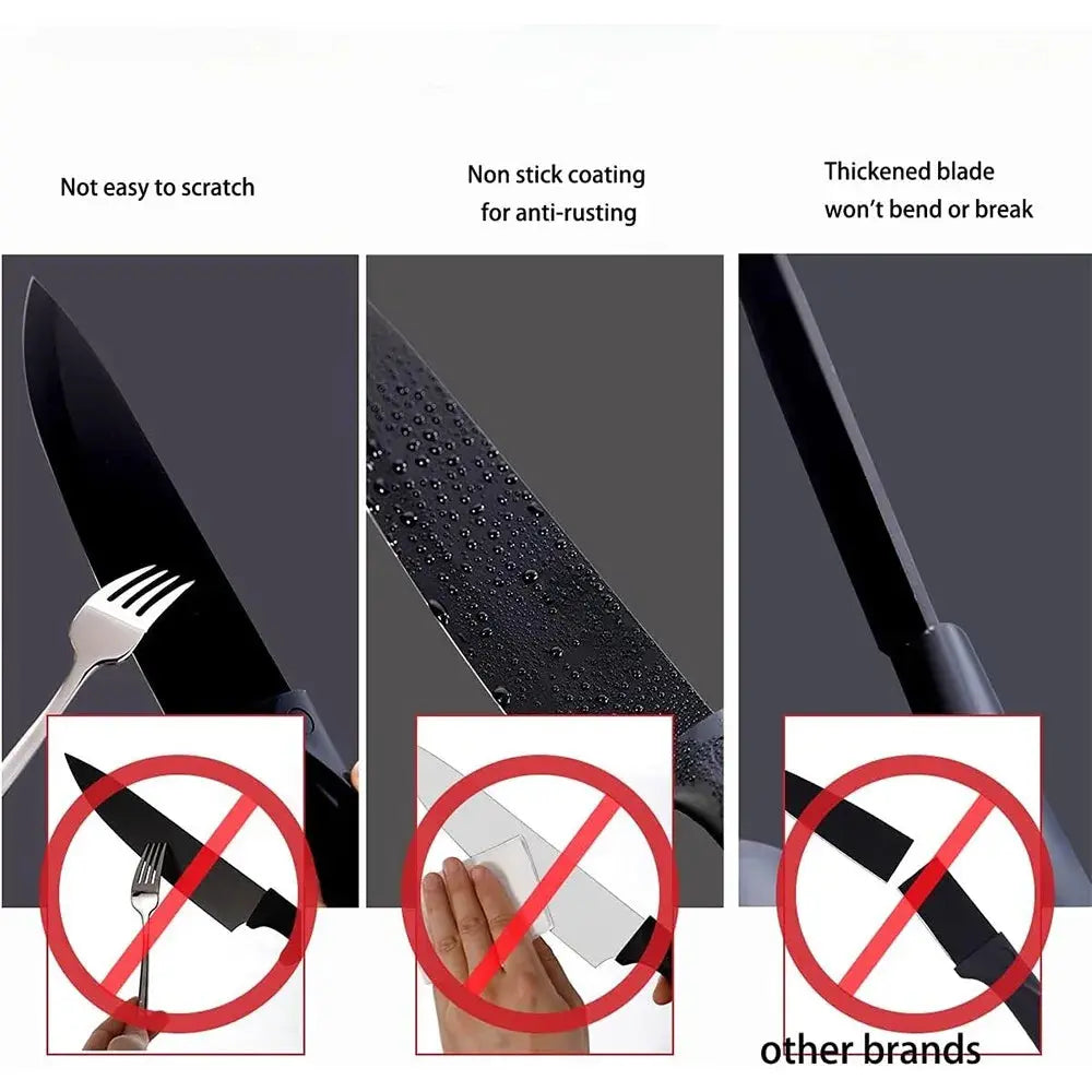 Kitchen knife a set of 7 pieces, black stainless steel knife, knife sharpener, a professional chef knife set, is yakeli stents Smarty Chef