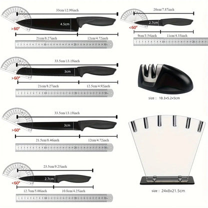 Kitchen knife a set of 7 pieces, black stainless steel knife, knife sharpener, a professional chef knife set, is yakeli stents Smarty Chef