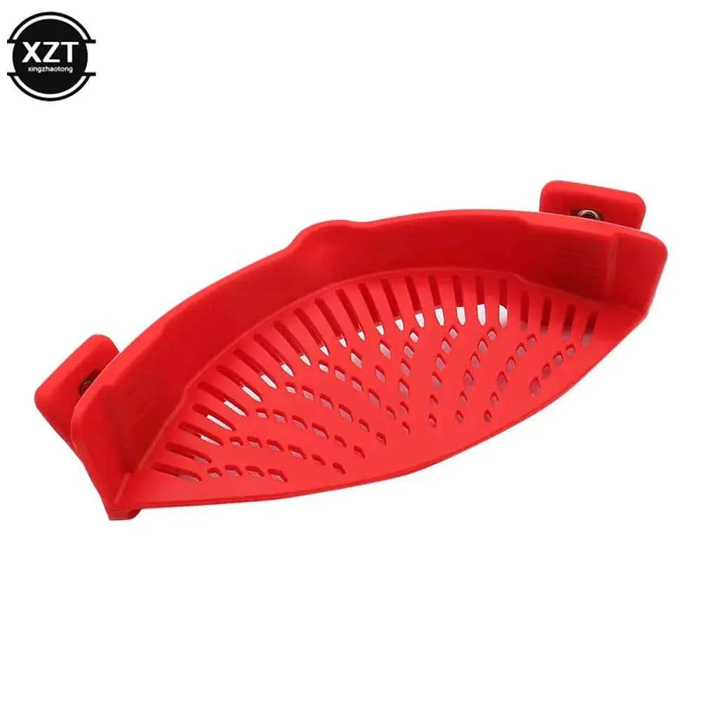 Kitchen Strainer Clip Pan Silicone Drain Rack Bowl Funnel Rice Pasta Vegetable Washing Colander Draining Excess Liquid Univers