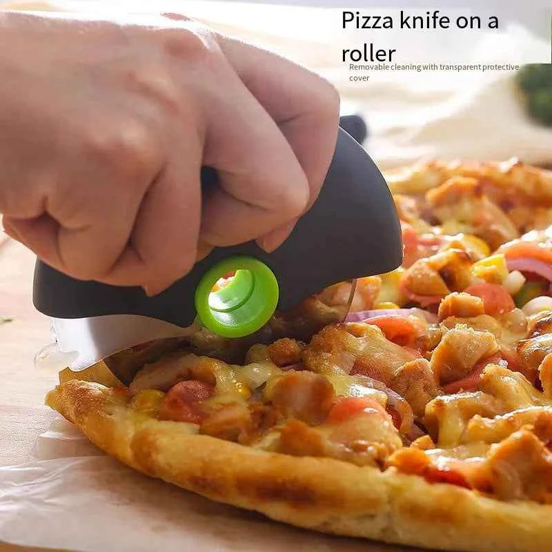 Roulette à pizza inox avec couvercle | Coupe-pizza 4 pouces