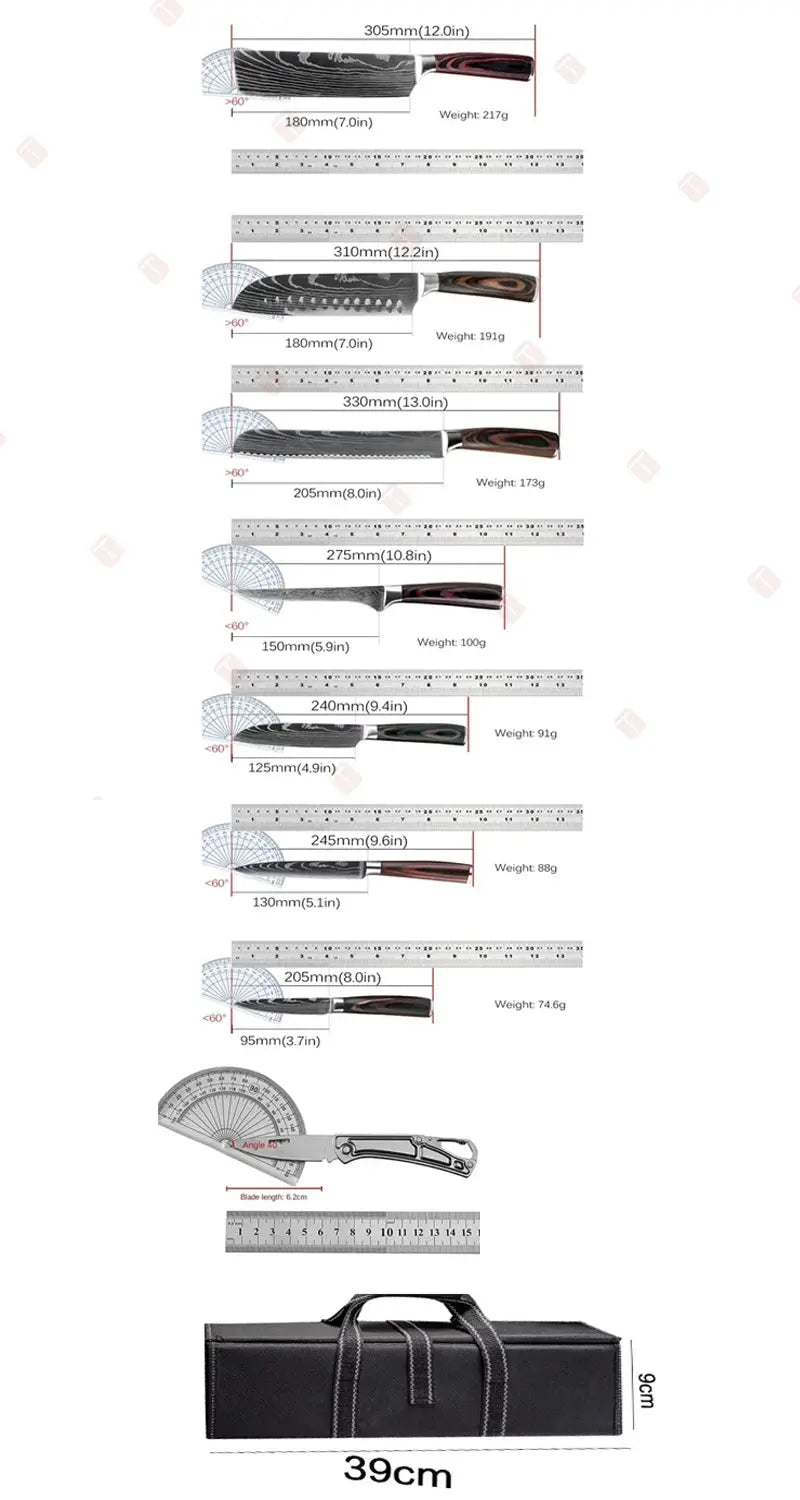 Couteaux Damas MASTERDAMAS™ | Ensemble couteaux laser damas Smarty Chef