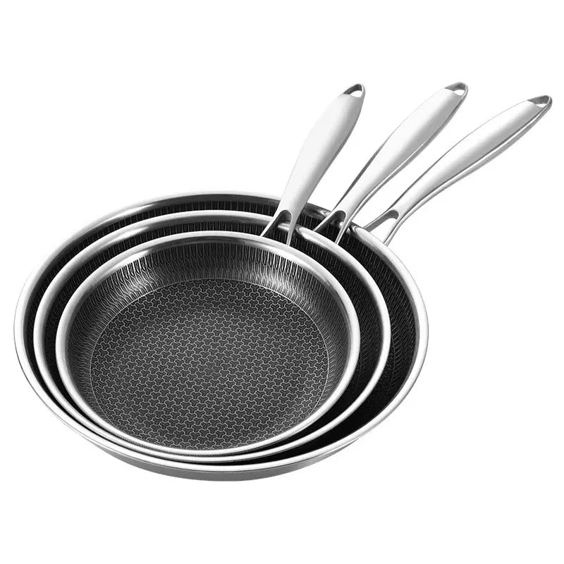 Poêle Inox Induction Pro avec revêtement céramique nid d'abeille antiadhésif