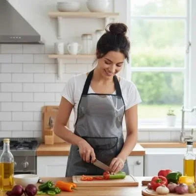 Tablier de cuisine Chef Élégance noir élégant avec coupe ajustée pour chef moderne
