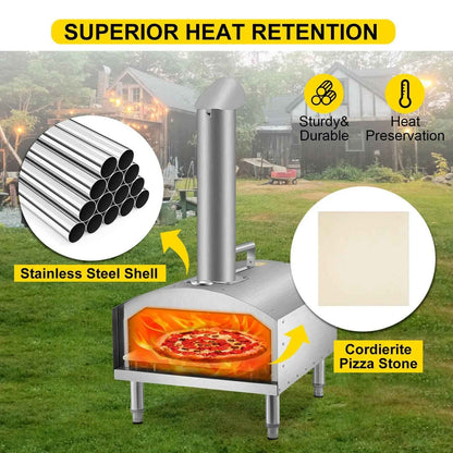 Four À Pizza | VEVOR  | INOX Au bois