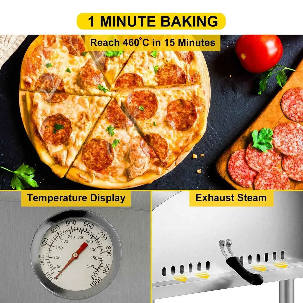 Four À Pizza | VEVOR  | INOX Au bois