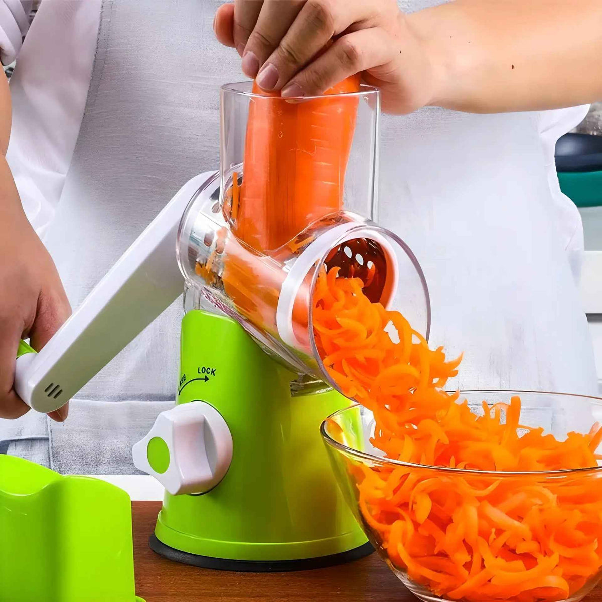 Mandoline Cuisine Rotative  3 EN 1  | MASTERSLICER™ | Mandoline Rotative Verte