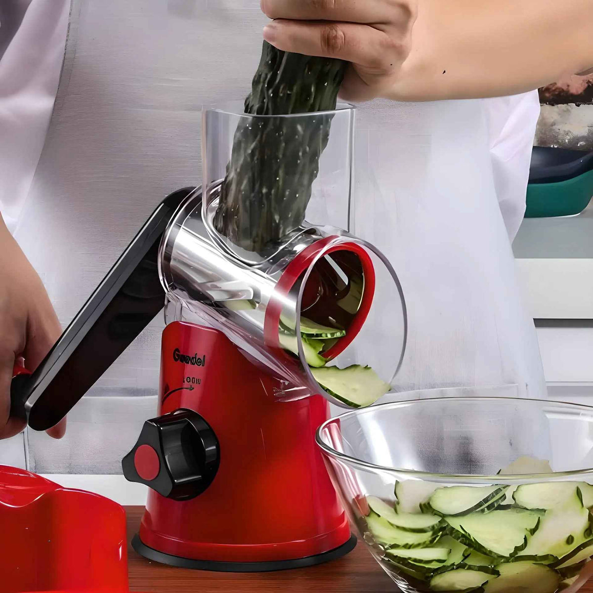 Mandoline Cuisine | MASTERSLICER™ | Rotative Rouge 3 EN 1
