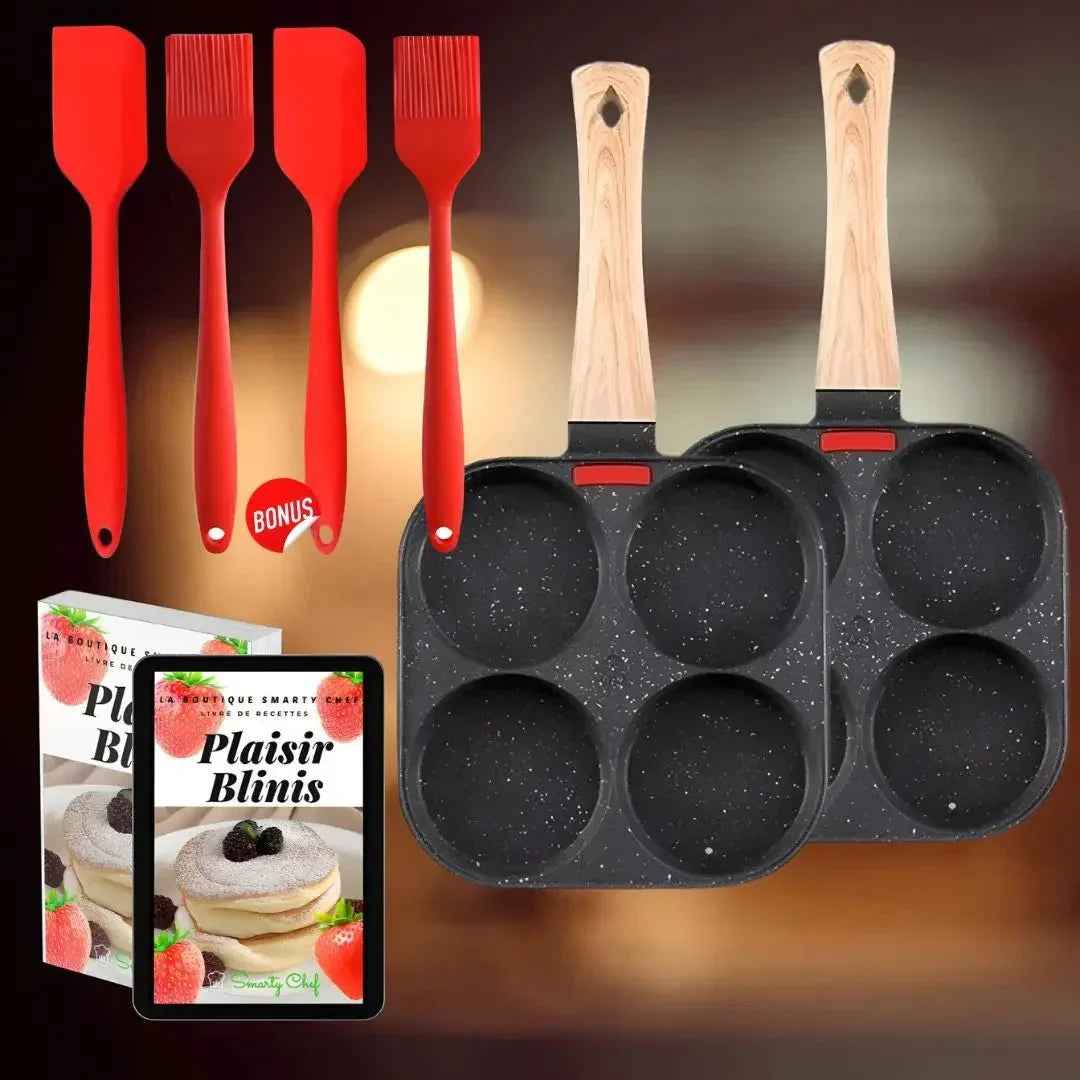 POELE A PANCAKE | QUATTROFRY™ NOIRE | À REVËTEMENT ANTIADHÉSIF